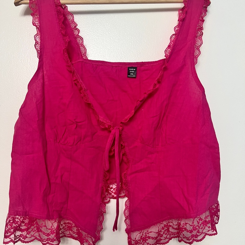 SHEIN Pink Lace Chemise Intimates Sleepwear